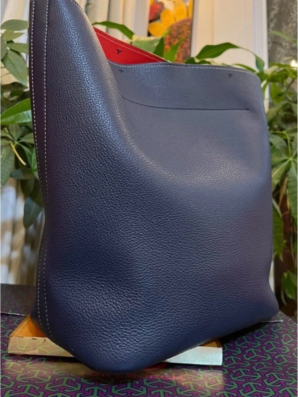 ♦️AUTHENTIC TORY BURCH BLUE KIPP PERFORATED LOGO HOBO